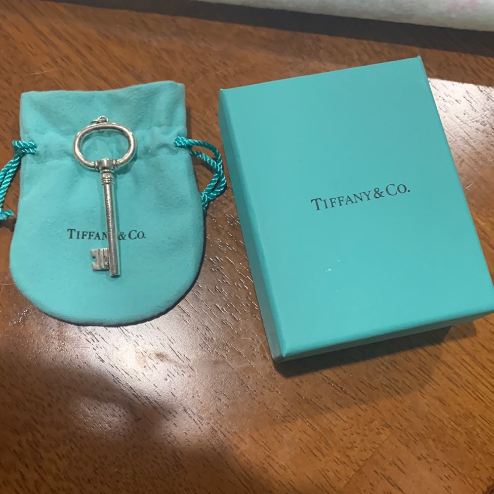 Authentic Tiffany vintage, rare, retired large sterling silver key pendant